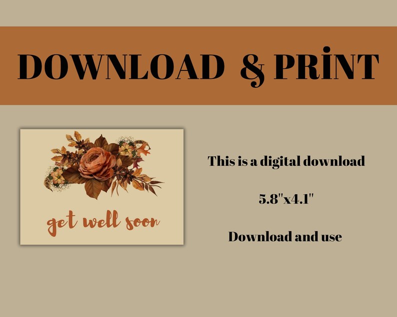 Get Well Soon Printable Card Instant Download PDF - Etsy