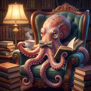 Well Read Octopus Digital Wall Art Download