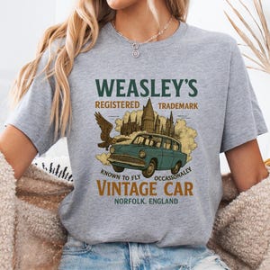 Wizard Flying Car Comfort Colors Shirt, Vintage Style Weasley Car Tee, Bookish Wizard Shirt, Universal Fan shirt, Magical Adventure Apparel