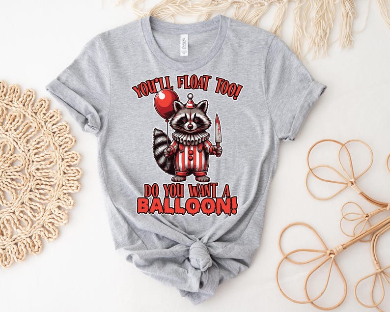 Comfort Colors You'll Float Too Horror Raccoon Halloween Shirt, Comfort