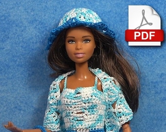 Conjunto de muñeca de moda - PDF Crochet Número 7 (solo en francés)
