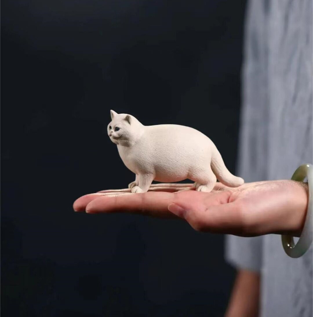 Cat Tea Pet/white Cat Sculpture/tea Pet Decoration/tea Etsy