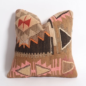 Pillow Cover 16x16 , Kilim pillow ,Kilim cushion cover , Pillow case, Cushion cover ,Hand weaving ,Decorative cushion cover ,organic product