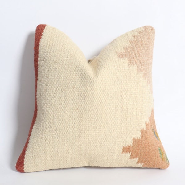 Pillow Cover 16x16 , Kilim pillow ,Kilim cushion cover , Pillow case, Cushion cover ,Hand weaving ,Decorative cushion cover ,organic product