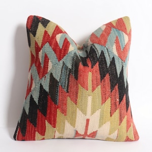 Pillow Cover 16x16 , Kilim pillow ,Kilim cushion cover , Pillow case, Cushion cover ,Hand weaving ,Decorative cushion cover ,organic product