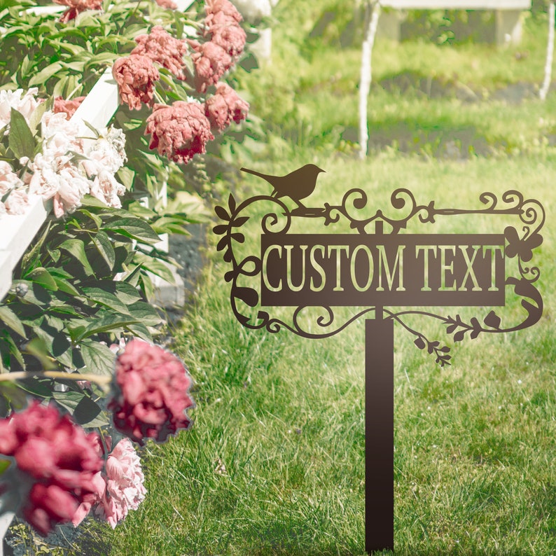 Custom Metal Garden Sign, Flower Sign With Stakes, Garden Sign Personalized, Custom Garden Signs