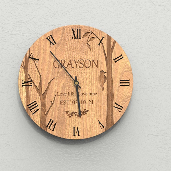 Personalized  Wooden  Wall Clock,Wooden Wall Clock, Custom Wooden Clock, Wooden Clock For Wall, Rustic Home Decor, Wedding Gift
