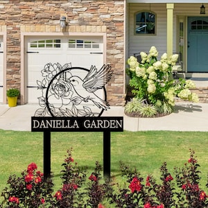 Personalized Metal Home Garden Sign, Personalized Metal Bird Sign With Stakes, Custom Metal Outdoor Garden Stake, Costom Metal Yard Art