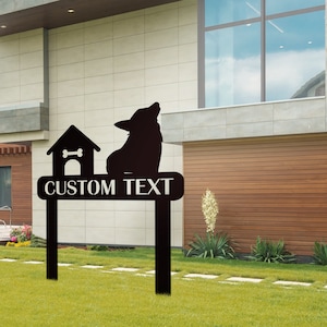 Custom Dog Garden Name Sign, Personalized Metal Home Garden Sign, Dog Design Personalized Garden Sign, Metal Garden Stake Sign