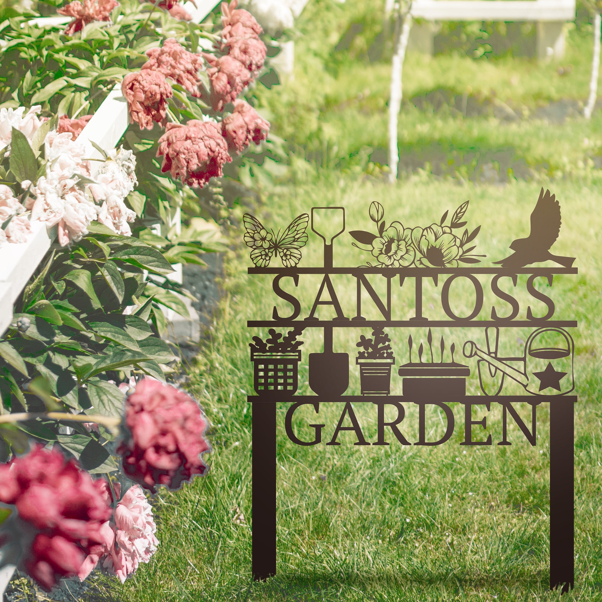 Personalized Metal Garden Sign With Stakes,personalized Garden Decor