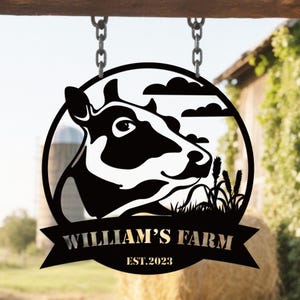 Custom Metal Ranch Name Sign, Custom Metal Cow Farm Sign,Farmer Home Decor, Personalized Farm Animals Sign,Farm Yard Farmhouse Decor