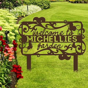 Custom Metal Staked Garden Sign, Outdoor Garden Sign,Personalized Metal Garden Sign With Stakes,Yard Art Garden Decoration