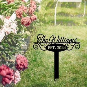 Custom Garden Name Sign, Personalized Metal Garden Sign, Flower Sign with Stakes, Lawn Sign, Outdoor Metal Sign, Garden Decor