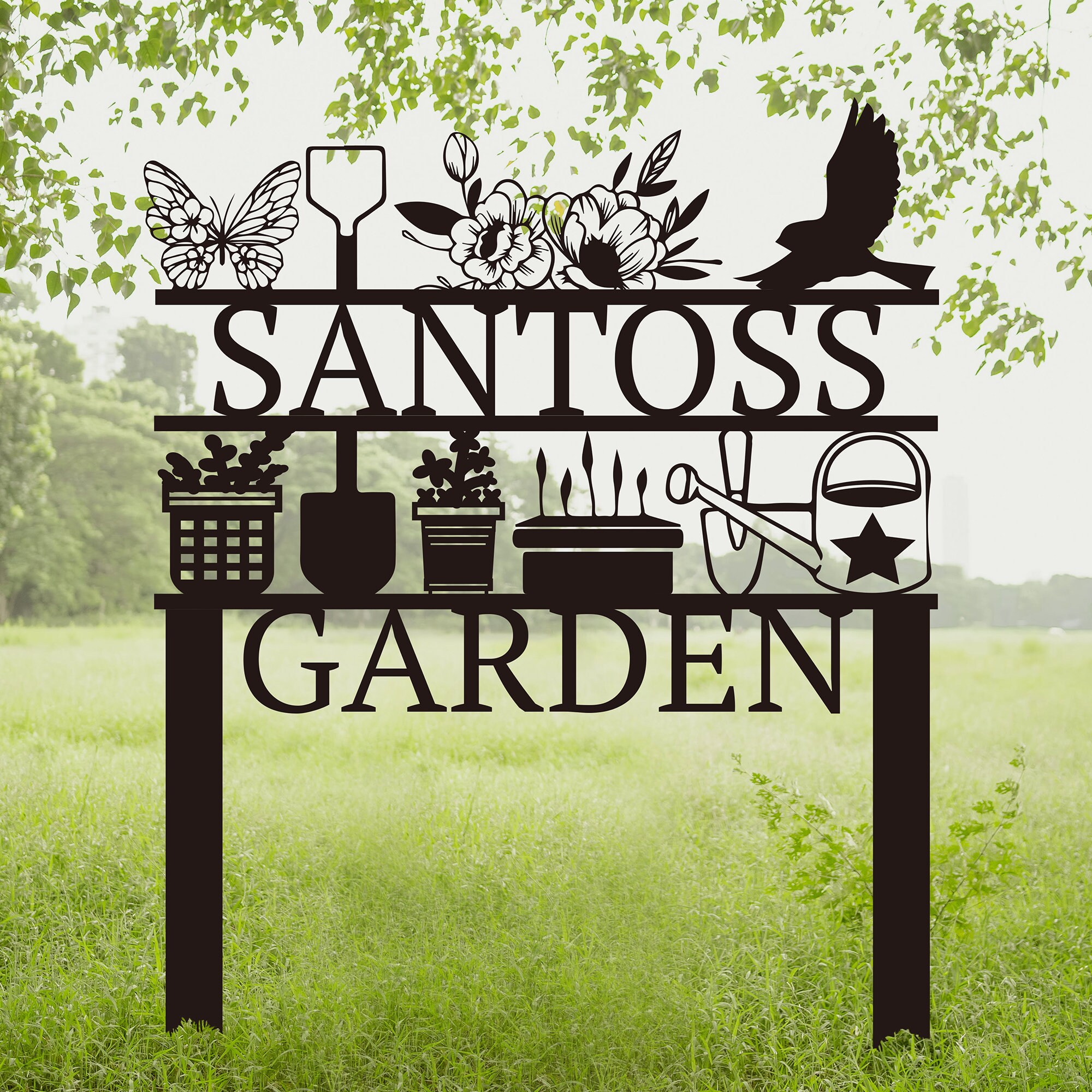 Personalized Metal Garden Sign With Stakes,personalized Garden Decor
