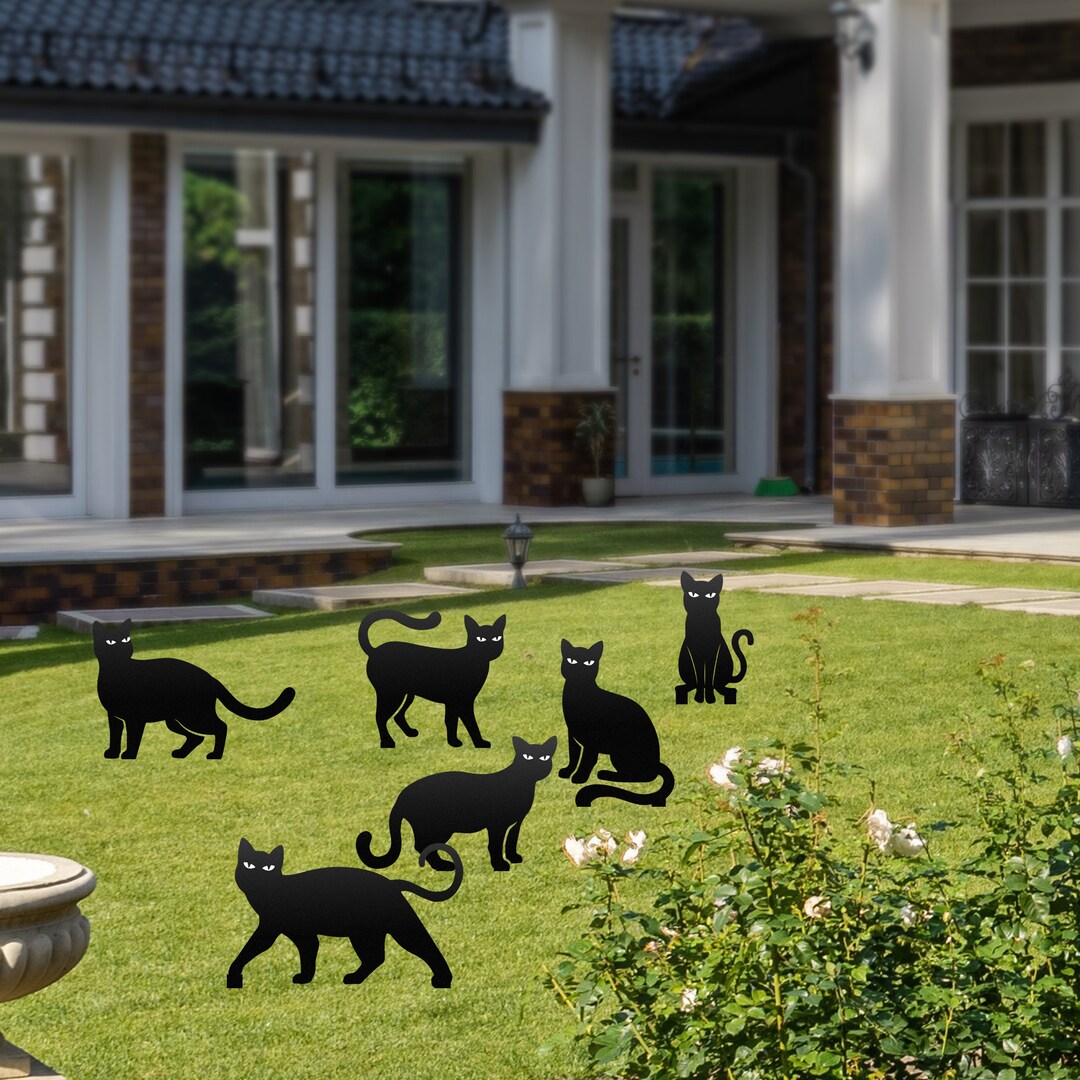 6pack Black Cat Yard Signs Halloween Decor Halloween Etsy