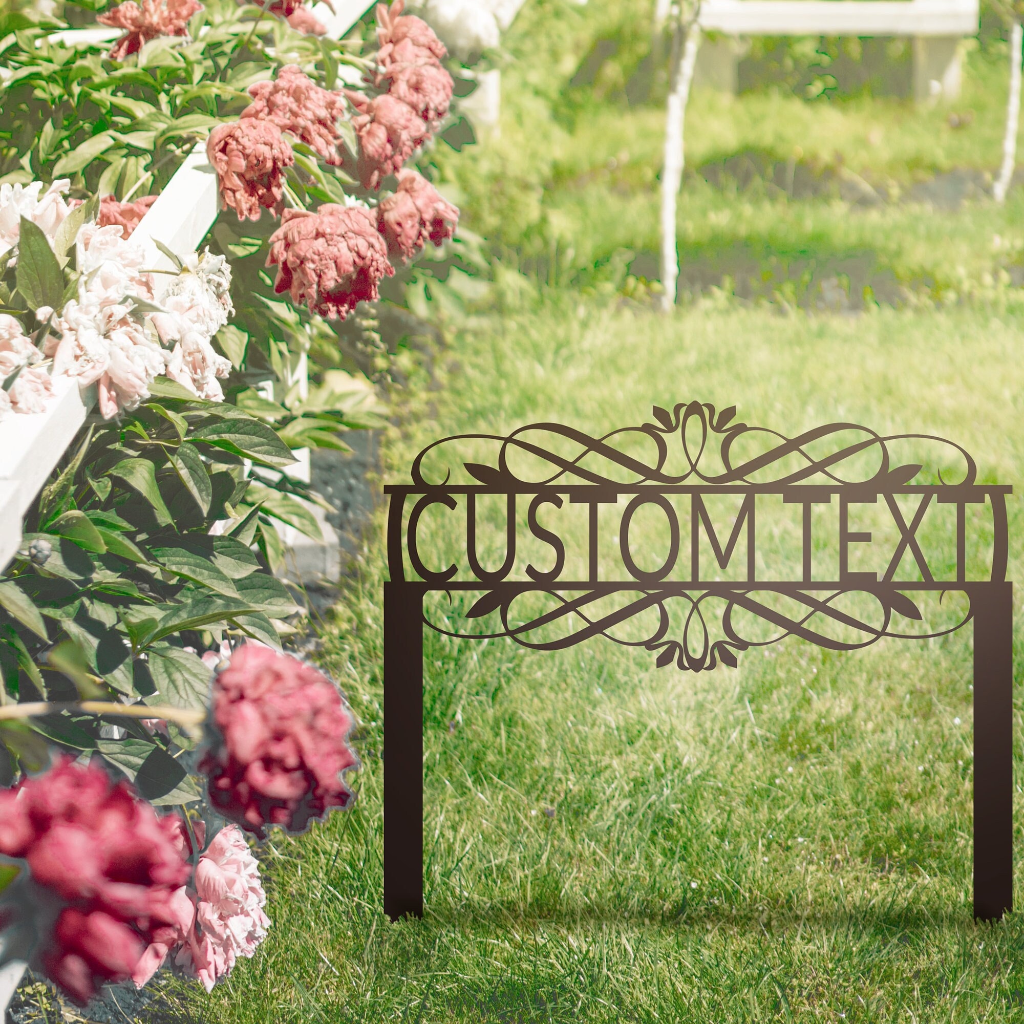 Personalized Metal Garden Sign With Stakes, Metal Garden Stake Sign
