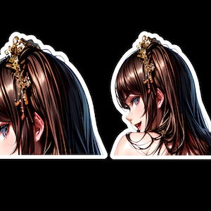 Waifu Original Anime Girl Peeker Sticker Kiss-Cut Vinyl Decal
