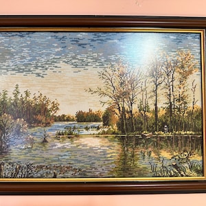 Framed Handmade needlepoint tapestry gobelin