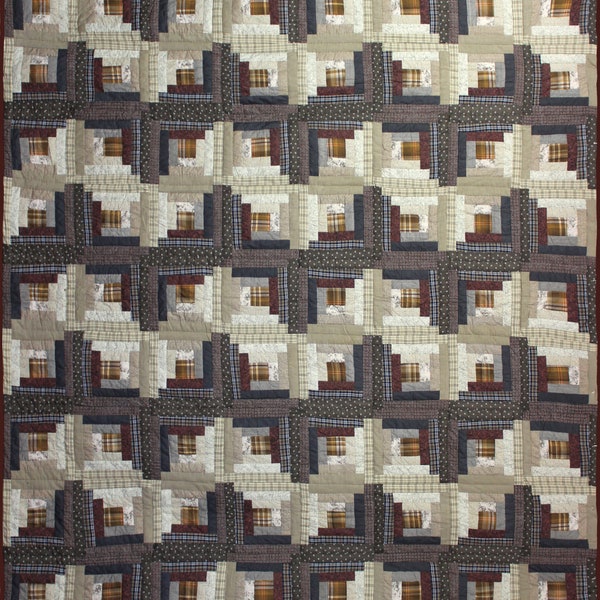 Handmade Log Cabin Quilt Etsy