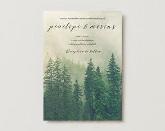 Digital Wedding Invitiation with Forest Background