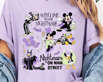 Retro Disney Mickey and Minnie Nightmare on Main Street Disney Halloween, Mickey Not So Scary shirt, Halloween Family Matching Trip shirt