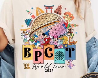 Chemise Comfort Colors Disney Epcot World Tour 2025, chemise Disney Epcot, chemise Disney Trip, Disney Epcot World Tour 2025, famille Disneyland