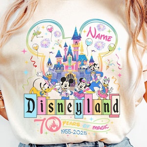 Retro Disneyland 70th anniversary 1955-2025 shirt, 70 years of magic shirt, Disneyland family vacation 2025 shirt, Platinum celebration Tee
