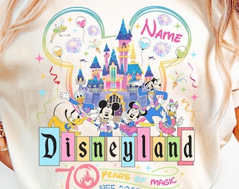 Retro Disneyland 70th anniversary 1955-2025 shirt, 70 years of magic shirt, Disneyland family vacation 2025 shirt, Platinum celebration Tee