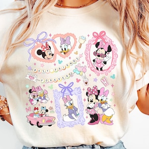 Retro Coquette Bows Minnie and Daisy shirt, Disney With My Bestie, Disney Girls Trip shirts, WDW Magic Kingdom Disneyland Matching Girls Tee