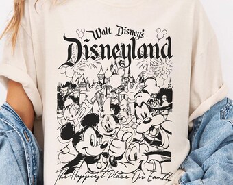 Vintage Walt Disney’s Disneyland Comfort Colors Tee, The Happiest Place On Earth T‑Shirt, Disney Park Vacation Shirt, Disneyland Trip Shirts
