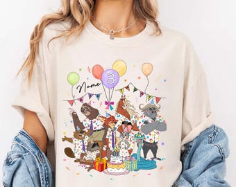 Personalized Name Age Zootopia 2 Birthday Shirt, Disney Judy Hopps Nick Wilde Gary De'Snake Birthday Present Gift, Disneytrip 2026 Tee