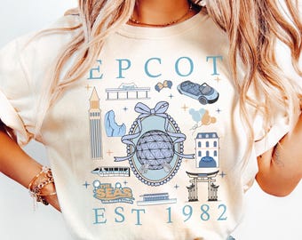 Retro Disney Epcot Since 1982 Shirt, Disney Epcot Comfort Colors , Disney Trip 2025 Shirt, Disney Epcot World Tour 1982 , Disneyland Family