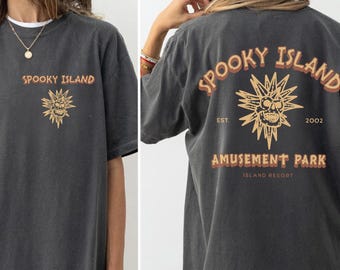 Comfort Colors Halloween Shirt: Spooky Island, Retro Disco Skull