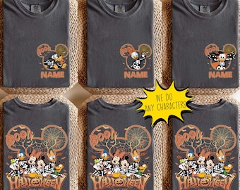 Vintage Mickey's Not So Scary Halloween Party 2025 All Characters Skeleton Shirt, Disney Halloween Shirt, 2025 Halloween Disney Family Shirt