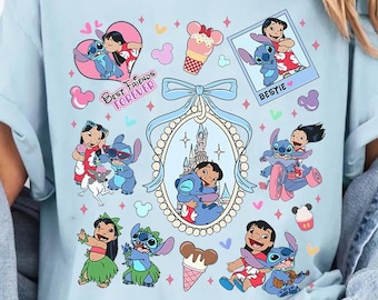 Retro Coquette Bow Lilo And Stitch Shirt, Cute Disney Shirt, Disneyland Trip Shirt, Shirt For Women, Disney Trip T-Shirt, Best Shirt For Kid
