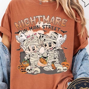 Retro Mickey and Minnie Nightmare On Main Street Shirt, Mickey Not So Scary Halloween Party 2025 Shirt, Vinage Disneyland Halloween Shirt