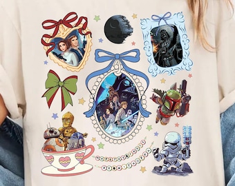 Coquette Locket Bows Disney Star Wars Characters Shirt, Darth Vader Chewie R2D2 C3PO Tee, Galaxy's Edge May The Force Be With You Trip Shirt