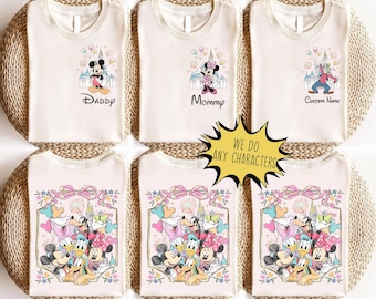 Personalization Disneyworld Mickey And Friends Shirt, Custom Name Disney Family 2026 Shirts, Retro Disneyworld Trip, Disney Family Vacation