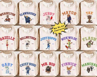 Retro Zootopia 1 & 2 Comfort Colors Shirt, Matching Couple Disney Shirts, Disney Group Shirts, Judy HoppsxNick Wilde shirt, Rabbit Fox Shirt