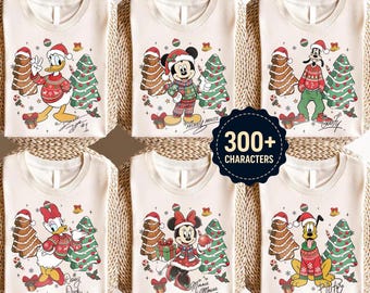 Custom Disney Ugly Christmas All Characters Shirt, Mickey Very Merry Christmas Snacking Tree Tee, Disney Family Christmas Matching Shirt