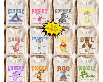 Retro Winnie the Pooh Varsity Shirt, Tigger, Piglet, Eeeyore, Roo, Lumpy, Rabbit, Disneyland Trip Shirt, Disney Family Trip, Pooh Fan Gift
