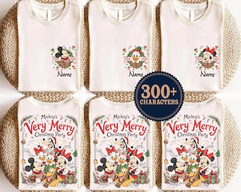 Custom 2-Sided Disney Mickey's Very Merry Christmas Party Shirt, Mickey and Friends Christmas Signature Tee, Walt Disney World Christmas