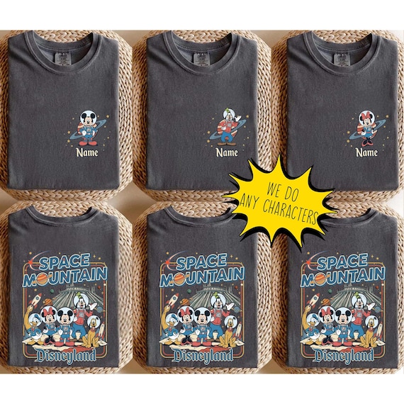 Personalized Retro Disney Space Mountain Shirt, Disney Mickey & Friends Space Mountain Tee, Disneyland Family Trip, Disney Matching Tee