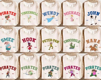 Retro Never Grow Up Disney Peter Pan Shirt, Peter Pan Tinker Bell Wendy John Michael Flight to Neverland Shirt, Flight Ride Family Trip Tee
