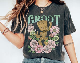Retro Disney Groot Flower Garden Shirt, Baby Groot Shirt, Disneyland Family Vacation Shirt, Guardians of the Galaxy Shirt, I Am Groot Shirt