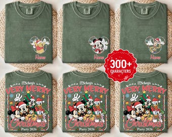 Custom 2-Sided Disney Mickey Verry Merry Christmas Party 2026 Shirt, Vintage Mickey And Friends Christmas Matching Tee ,WDW Family Shirt