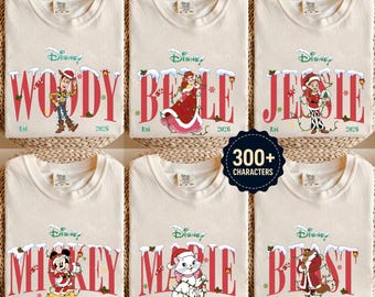 Custom Xmas All Characters Mickey Friends T-shirt, Toy Story Christmas Group Trip Tee, Disneyland Family Group Matching Gildan Sweatshirt