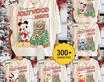 Personalized Disney Jollywood Nights Christmas Shirt, Disney's Hollywood Studios 2026 Shirt, WDW Mickey and Friends Family Vacation Shirt