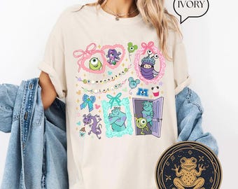 Retro Coquette bow Monster Inc. Disney Shirt, Sully Mike Boo Monster University shirt, WDW Disneyland Girls Trip Croptop Birthday Girl
