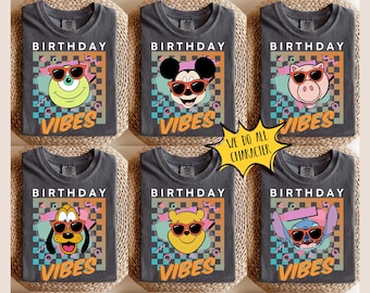 Retro Disney Retro 90s Mickey And Friends Birthday Vibes Shirt, Cute Minnie Donald Daisy Tee, Disneyland Magic Kingdom Family Vacation 2026
